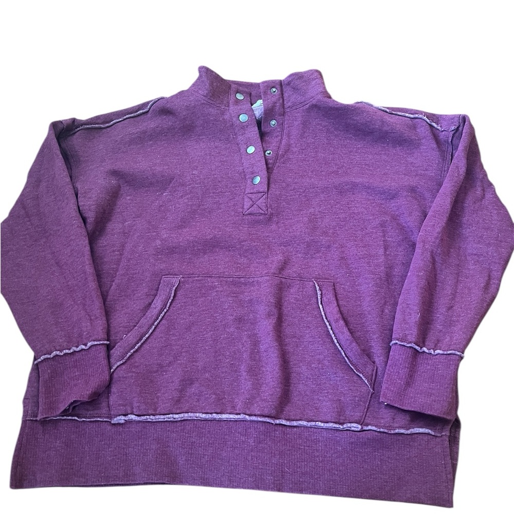 Burgundy/Maroon 3/4 Button Up Sweatshirt
